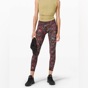 Lululemon invigorate high rise tight foliage overlay multi size 6